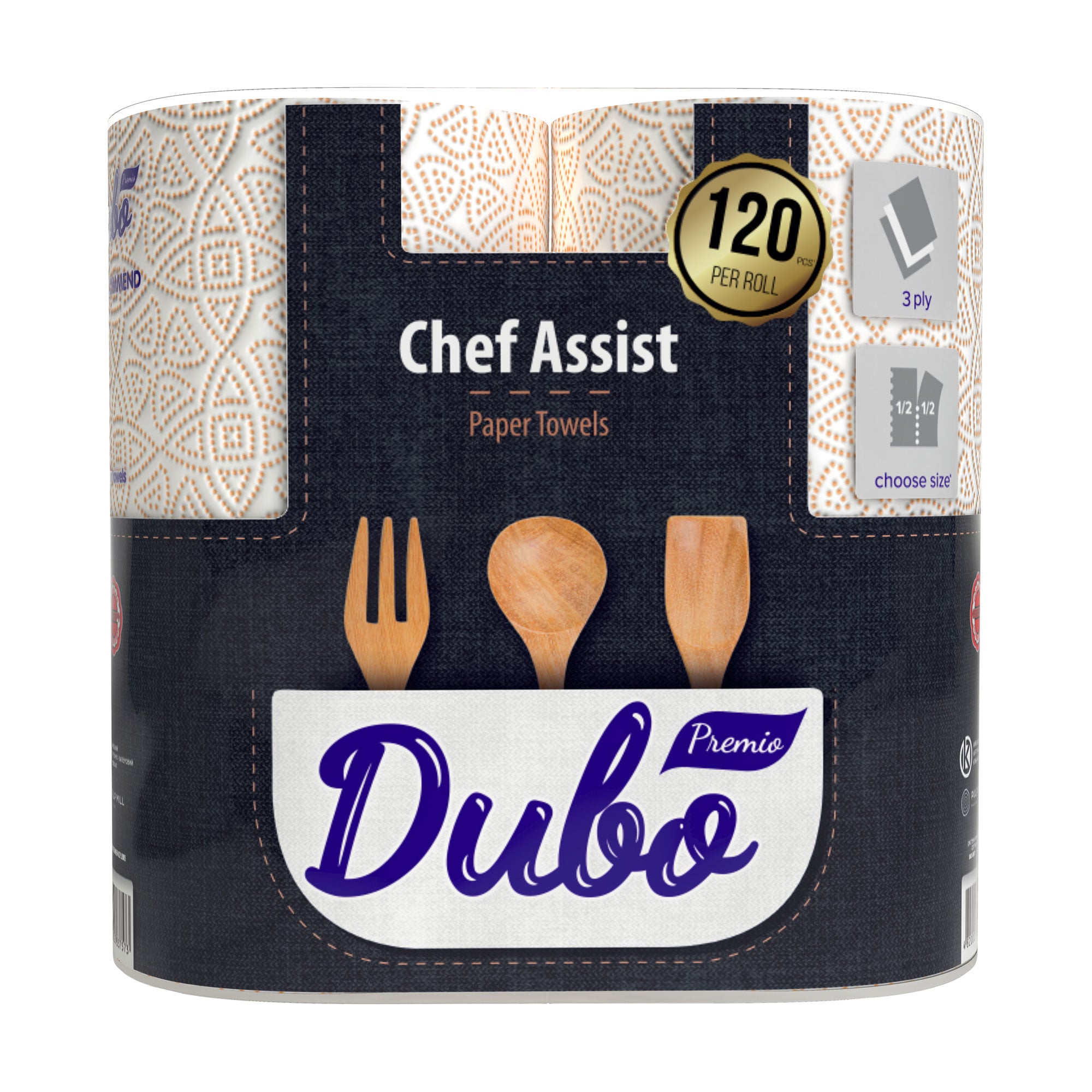 Паперові рушники Диво Premio Chef Assist 3-шарові, 120 відривів, 2 рулони